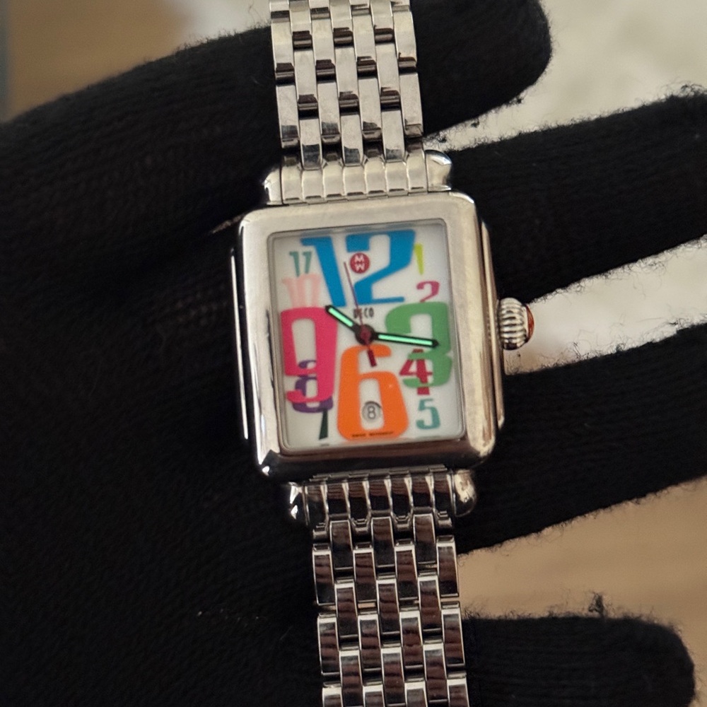Michele Silver Watch with Multicolor Dial Womens Watch - Picture 2 of 16